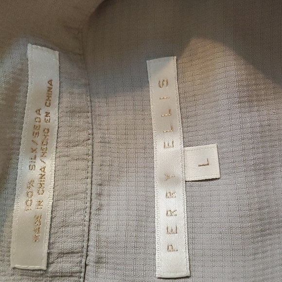 Perry Ellis = Mens Silk Gray Short sleeve pocket dress shirt Sz.Large - Picture 4 of 5